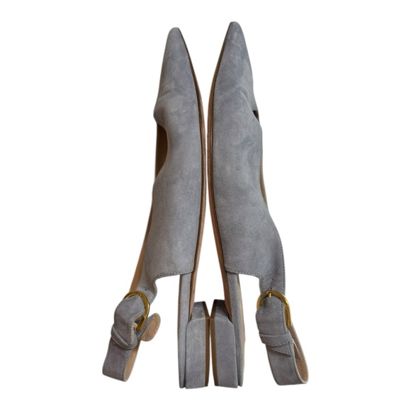 Stuart Weitzman Adela Dove Gray Suede Slingback Flats Size 10.5 - Picture 6 of 11